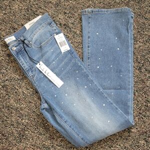 Nicole Miller Light Blue Bootcut Jeans with Stud Accents